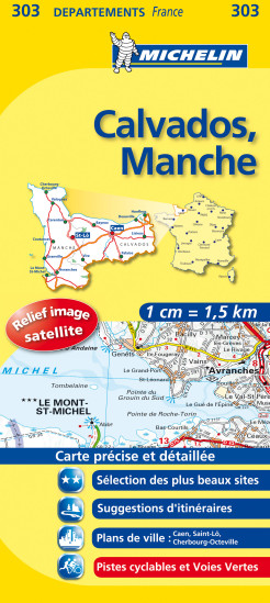 detail Calvados, Manche (Francie), mapa 1:150 000, MICHELIN