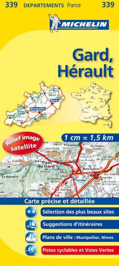 detail Gard, Hérault (Francie), mapa 1:150 000, MICHELIN