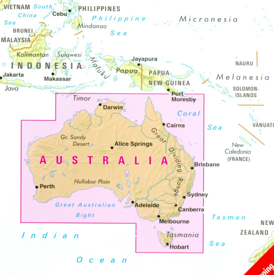detail Austrálie (Australia) 1:4,5m mapa Nelles