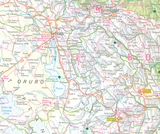 detail Bolívie (Bolivia), Paraguay 1:2,5m mapa Nelles