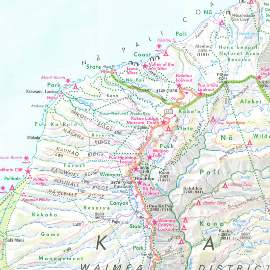 detail Havaj (Hawaii) - Kauai 1:150t mapa Nelles