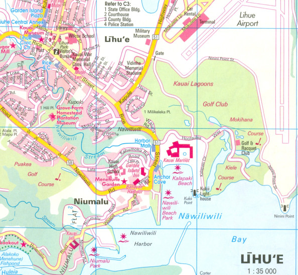 detail Havaj (Hawaii) - Kauai 1:150t mapa Nelles