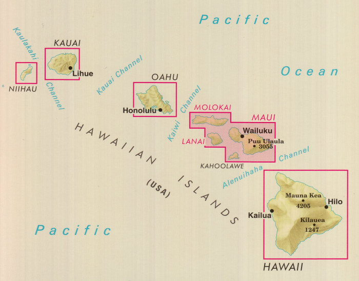 detail Havaj (Hawaii) - Maui 1:150t mapa Nelles