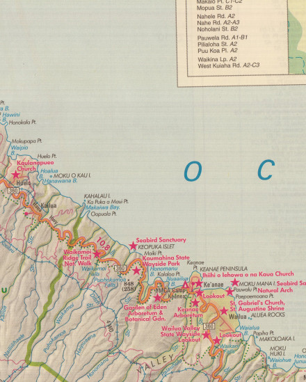detail Havaj (Hawaii) - Maui 1:150t mapa Nelles
