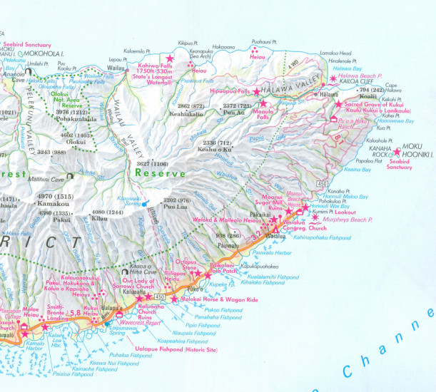 detail Havaj (Hawaii) Honolulu/Oahu 1:35t mapa Nelles