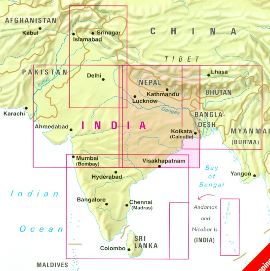 detail Indie Východ (India East) 1:1,5m mapa Nelles