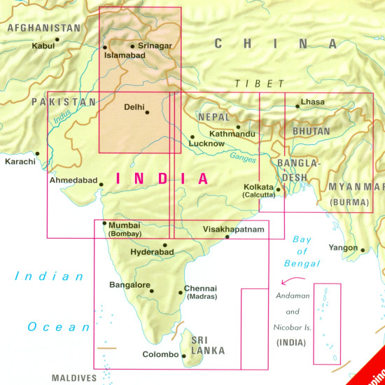 detail Indie Sever (India North) 1:1,5m mapa Nelles