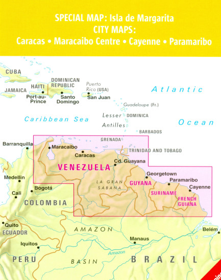 detail Venezuela, Guyana, Suriname, Fr. Guiana 1:2,5m mapa NELLES