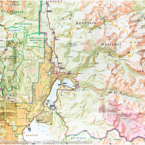detail Rocky Mountain národní park (Colorado) turistická mapa GPS komp. NGS