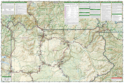 detail Yellowstone národní park turistická mapa GPS komp. NGS