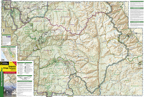detail Sequoia & Kings Canyon národní park (Kalifornie) turistická mapa GPS komp. NGS