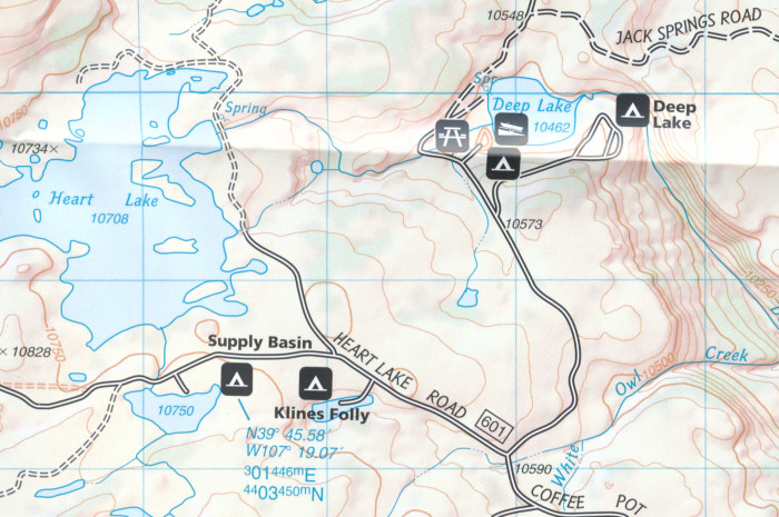 detail Flat tops SE, Glenwood Canyon (Colorado) turistická mapa GPS komp. NGS