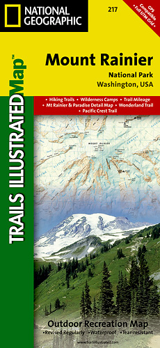 detail Mount Rainier národní park (Washington) turistická mapa GPS komp. NGS