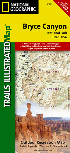 detail Bryce Canyon národní park (Utah) turistická mapa GPS komp. NGS