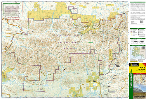 detail Gates of the Arctic národní park (Alaska) turistická mapa GPS komp. NGS