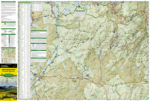detail Adirondack Park, Lake Placid/High Peaks národní park (New York) turistická mapa