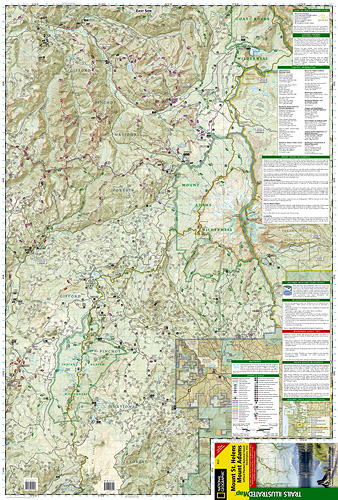 detail Mount St. Helens, Mount Adams národní park (Washington) turistická mapa GPS komp