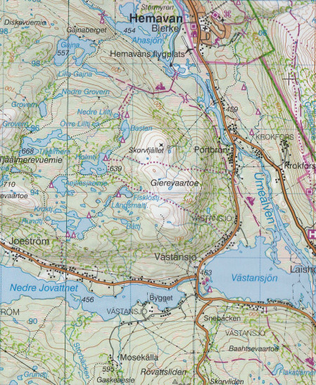 detail Tärnaby, Hemavan, Ammarnäs AC2 1:100t turistická mapa (Švédsko)