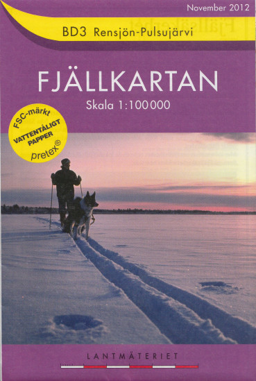 detail Rensjön, Pulsujärvi BD3 1:100t turistická mapa (Švédsko)