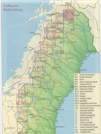 detail Rensjön, Pulsujärvi BD3 1:100t turistická mapa (Švédsko)