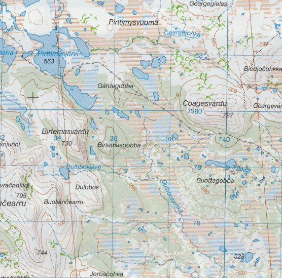 detail Rensjön, Pulsujärvi BD3 1:100t turistická mapa (Švédsko)