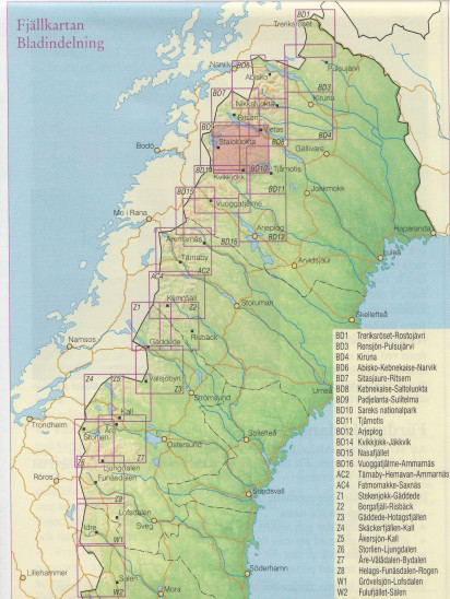 detail Sareks National Park BD10 1:100t turistická mapa (Švédsko)