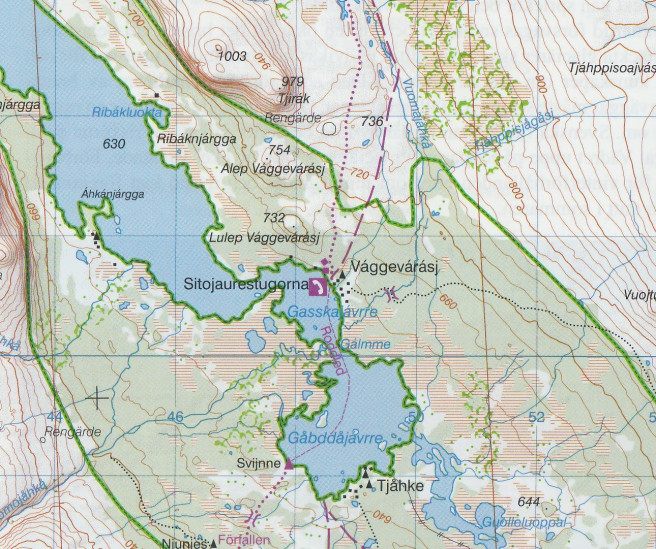 detail Tjamotis BD11 1.100t turistická mapa (Švédsko)