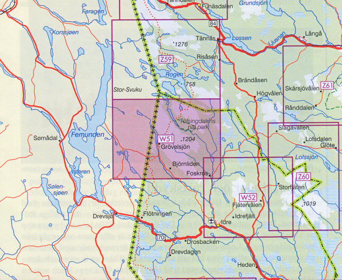 detail Grövelsjön W51 1:50t turistická mapa (Švédsko)