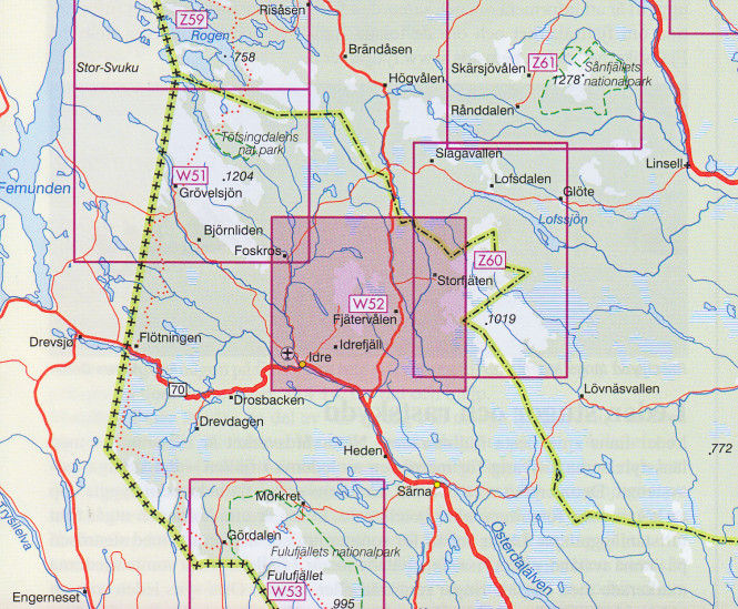 detail Idre W52 1:50t turistická mapa (Švédsko)