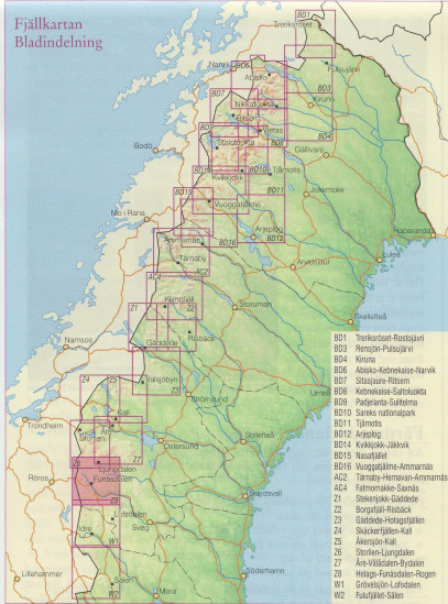 detail Helags, Funäsdalen, Rogen Z8 1.100t turistická mapa (Švédsko)
