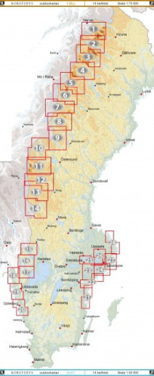 detail Abisko Kebnekaise Nikkaluokta 1:75.000 turistická mapa NORSTEDTS