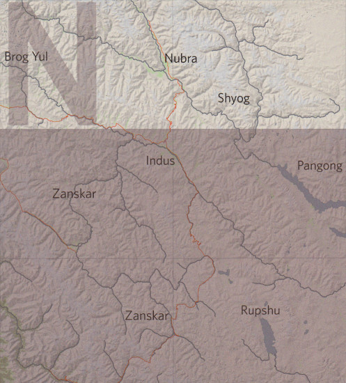 detail Ladakh & Zanskar North (Brog-yul, Nubra, Shyog) 1:150t mapa OLIZANE