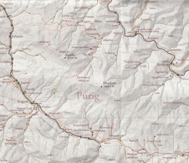 detail Ladakh & Zanskar North (Brog-yul, Nubra, Shyog) 1:150t mapa OLIZANE