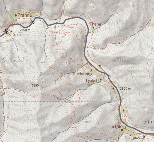 detail Ladakh & Zanskar North (Brog-yul, Nubra, Shyog) 1:150t mapa OLIZANE