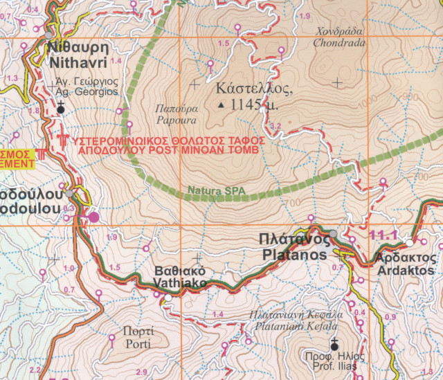 detail Psiloritis, Iraklio (Kréta) 1:50.000, turistická mapa ORAMA #403