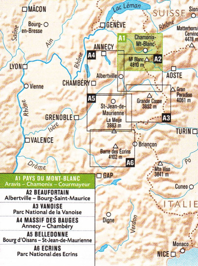 detail A1 Mont-Blanc 1:50t mapa RANDO