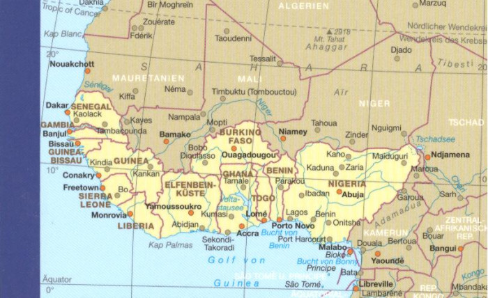 západní afrika mapa Západní Afrika (West Africa) pobřežní státy 1:2,2m mapa RKH  západní afrika mapa