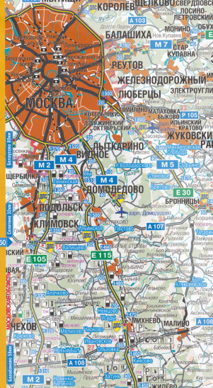 detail Moscow to Sochi (Russia) 1:600,000 Road Map & Sochi 1:13 700
