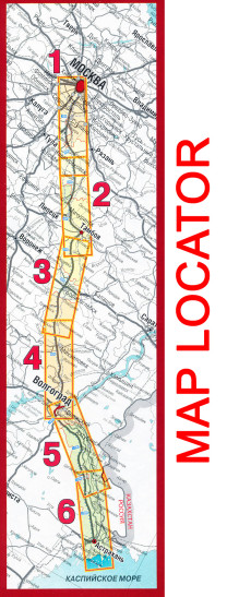 detail Moscow to Astrachan 1:600 000 Route Map & Volga River Delta 1:800 000
