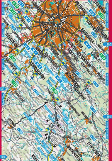 detail Moscow to Rjazan 1:600 000 Route Map & Rjazan 1:35 000