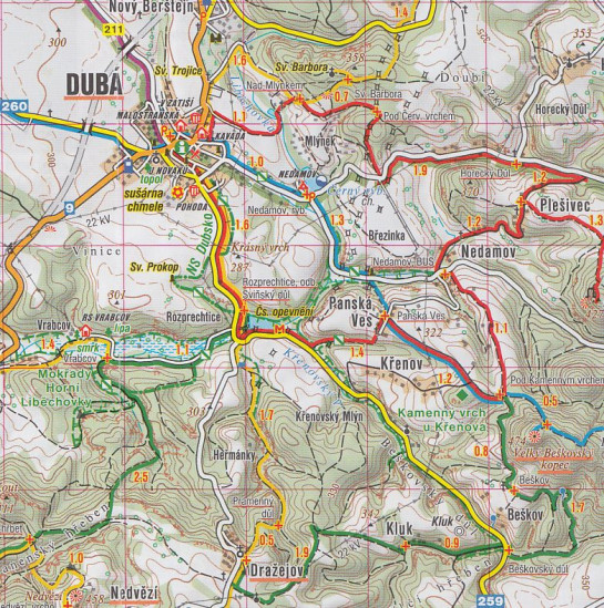 detail Mělnicko, Kokořínsko. Litoměřicko 1:50t turistická mapa (12) SC