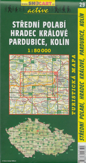 detail Střední Polabí, Hradec Králové, Pardubice, Kolín 1:50t turistická mapa (29) SC