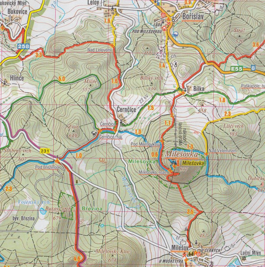 detail České Středohoří, Děčínské stěny 1:50t turistická mapa (3) SC