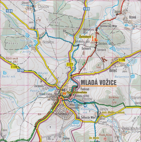 detail Posázáví Vlašimsko 1:40t turistická mapa (443) SC