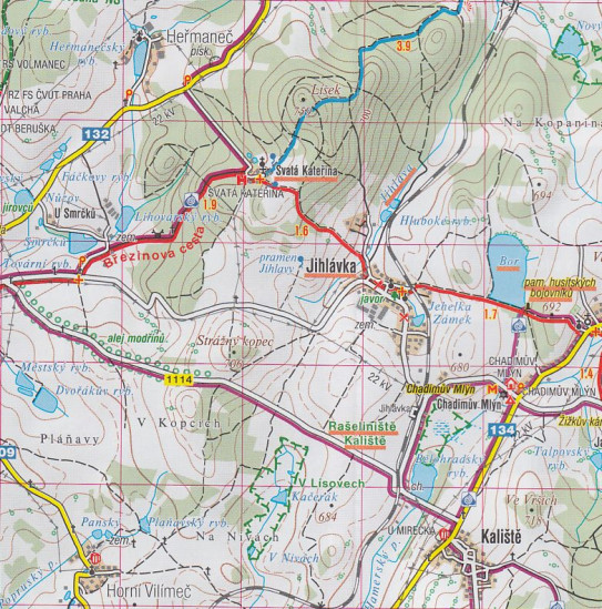 detail Pelhřimovsko 1:50t turistická mapa (44) SC