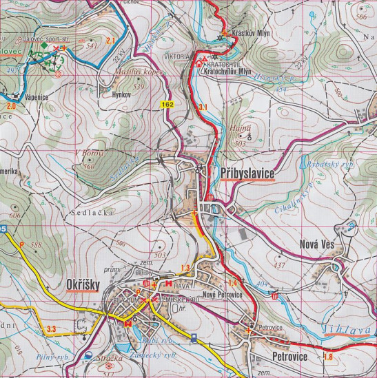 detail Třebíčsko, Velkomeziříčsko 1:50t turistická mapa (50) SC