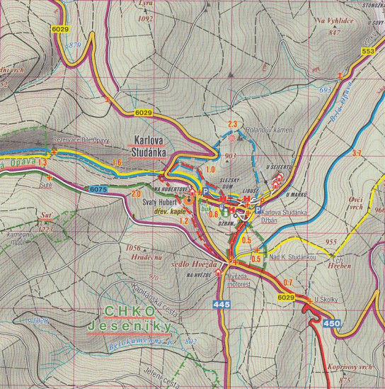 detail Jeseníky ,Praděd, Kralický Sněžník 1:50t turistická mapa (58) SC