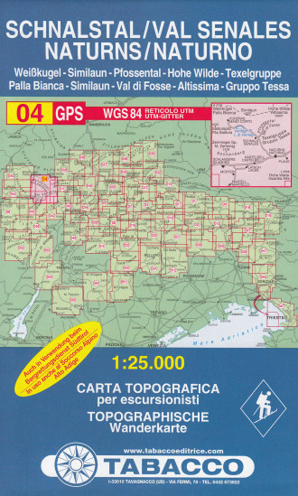 detail Val Senales, Naturno 1:25 000 turistická mapa TABACCO #04