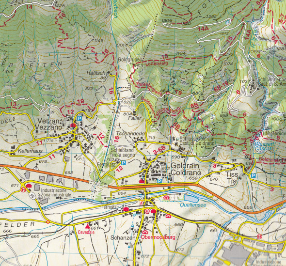 detail Val Senales, Naturno 1:25 000 turistická mapa TABACCO #04