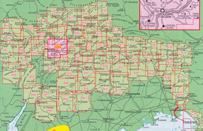 detail Bolzano – Renon, Bozen – Ritten 1:25 000 turistická mapa TABACCO #34